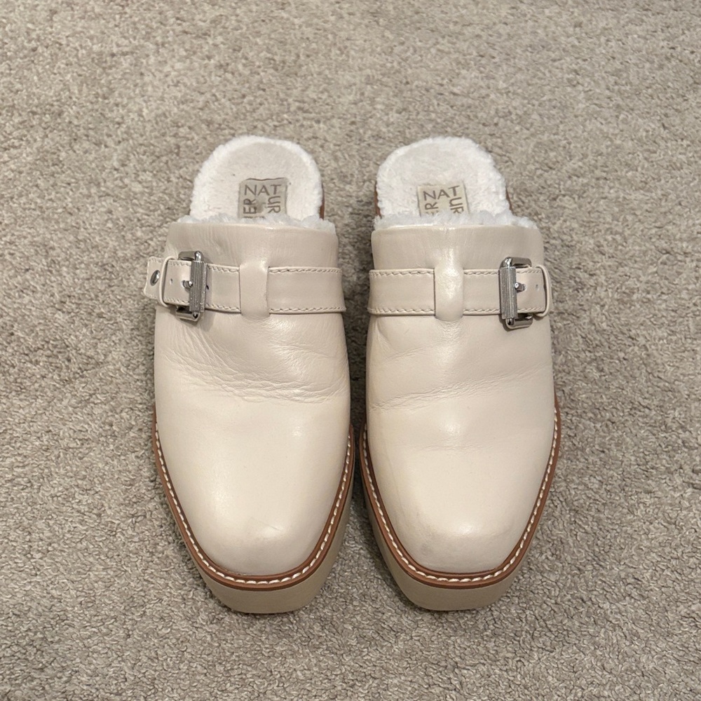 Naturalizer Cream Buckle Mules